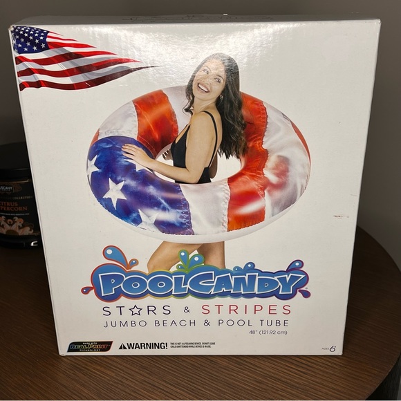 PoolCandy Stars and Stripes American Flag Pool Tube Swim Ring 48 Inch - Picture 4 of 4